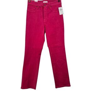 Good American Womens 29 Pink Coated Good Legs Straight Jeans NWT small flaw
